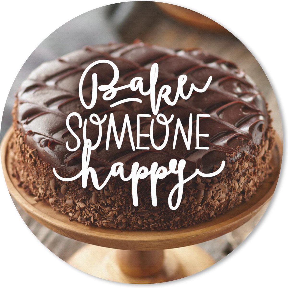 Muismat rond 40x40 cm - Mousepad 'Bake someone happy' - Spreuken - Quotes - Ronde muismatten