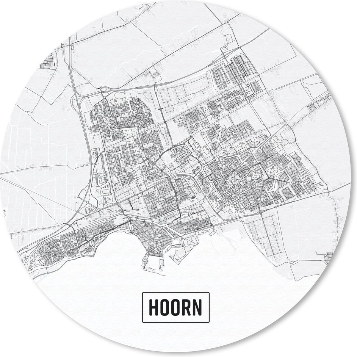 Muismat rond 40x40 cm - Mousepad Stadskaart Hoorn - Ronde muismatten