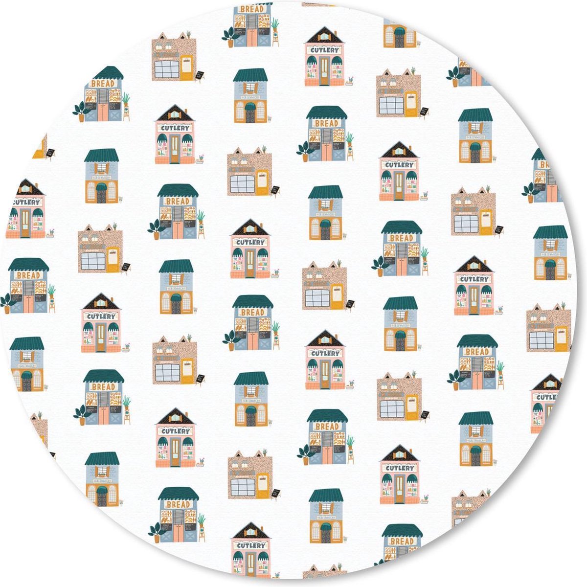 Muismat rond 40x40 cm - Mousepad Huis - Patronen - Kleuren - Ronde muismatten