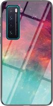 Voor Huawei nova 7 5G Sterrenhemelpatroon Gehard Glas + TPU Schokbestendig Beschermhoes (Kleurrijke Sterrenhemel)