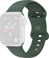 Compatible apple watch bandje - By Qubix - Siliconen sportbandje - Donkergroen - Maat: S/M - Geschikt voor Apple Watch 42mm / 44mm / 45mm - Apple watch series 3/4/5/6/7