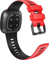 Sportbandje siliconen zwart-rood geschikt voor Fitbit Versa 3 & Fitbit Sense