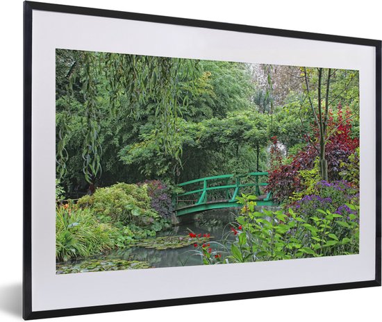 Fotolijst incl. Poster - Groene brug met klein meer in de Franse tuin van Monet in Giverny - 60x40 cm - Posterlijst