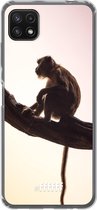 6F hoesje - geschikt voor Samsung Galaxy A22 5G -  Transparant TPU Case - Macaque #ffffff