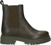 Manfield - Dames - Khaki leren chelsea boots - Maat 38