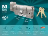 M&C Matrix Cilinderslot - Knop Ovaal met push functie 37x52 mm - Met 3 sleutels - SKG*** - Politiekeurmerk Veilig Wonen