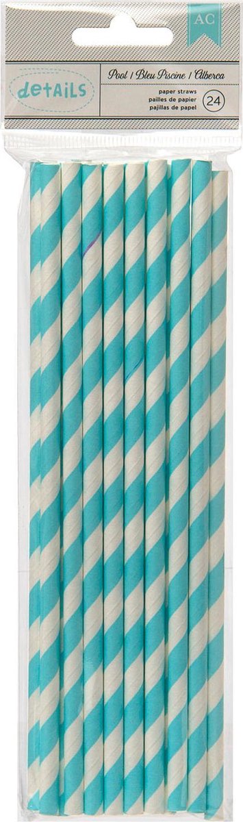 American Crafts - Paper straws x24 pool stripe