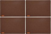 6x stuks rechthoekige placemats met ronde hoeken polyester cappuccino bruin 30 x 45 cm - Placemats/onderleggers - Tafeldecoratie