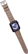 Bandje geschikt voor Apple Watch 42/44MM - Maat L - Horlogebandje - Gespsluiting - Polsband - Kunstleer - Grijs