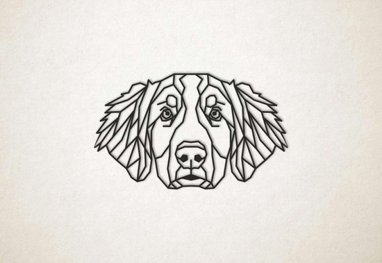 Line Art - Hond - Berner sennen - M - 54x90cm - Zwart - geometrische wanddecoratie