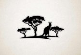 Wanddecoratie - Kangoeroe in natuur - M - 46x90cm - Zwart - muurdecoratie - Line Art
