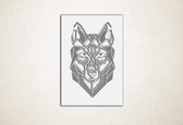 Line Art - Wolf vierkant 3 - M - 87x60cm - Wit - geometrische wanddecoratie