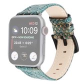 Slangenleer vervangende horlogeband voor Apple Watch Series 6 & SE & 5 & 4 44 mm / 3 & 2 & 1 42 mm (groen)