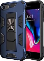 Voor iPhone SE 2020 & 8 & 7 Armor Shockproof TPU + PC magnetische beschermhoes met onzichtbare houder (blauw)