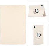 Voor Xiaomi Pad 5 360 graden rotatie Litchi-textuur Flip lederen tas met houder (wit)
