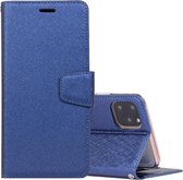 Voor iPhone 12 Zijde textuur horizontale flip lederen tas met houder & kaartsleuven & portemonnee & fotolijst (donkerblauw)