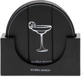 Riviera Maison Onderzetters Voor Glazen - Happy Drink Coasters - Zwart - Set 4 Stuks