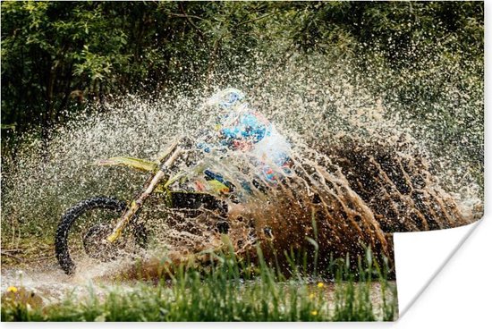 Poster Crossmotor - Motorcross - Water - 30x20 cm