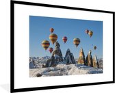 Fotolijst incl. Poster - Luchtballon - Stenen - Sneeuw - 90x60 cm - Posterlijst
