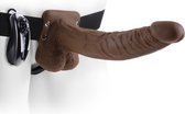 9 Vibrating Hollow Strap-On with Balls - Black