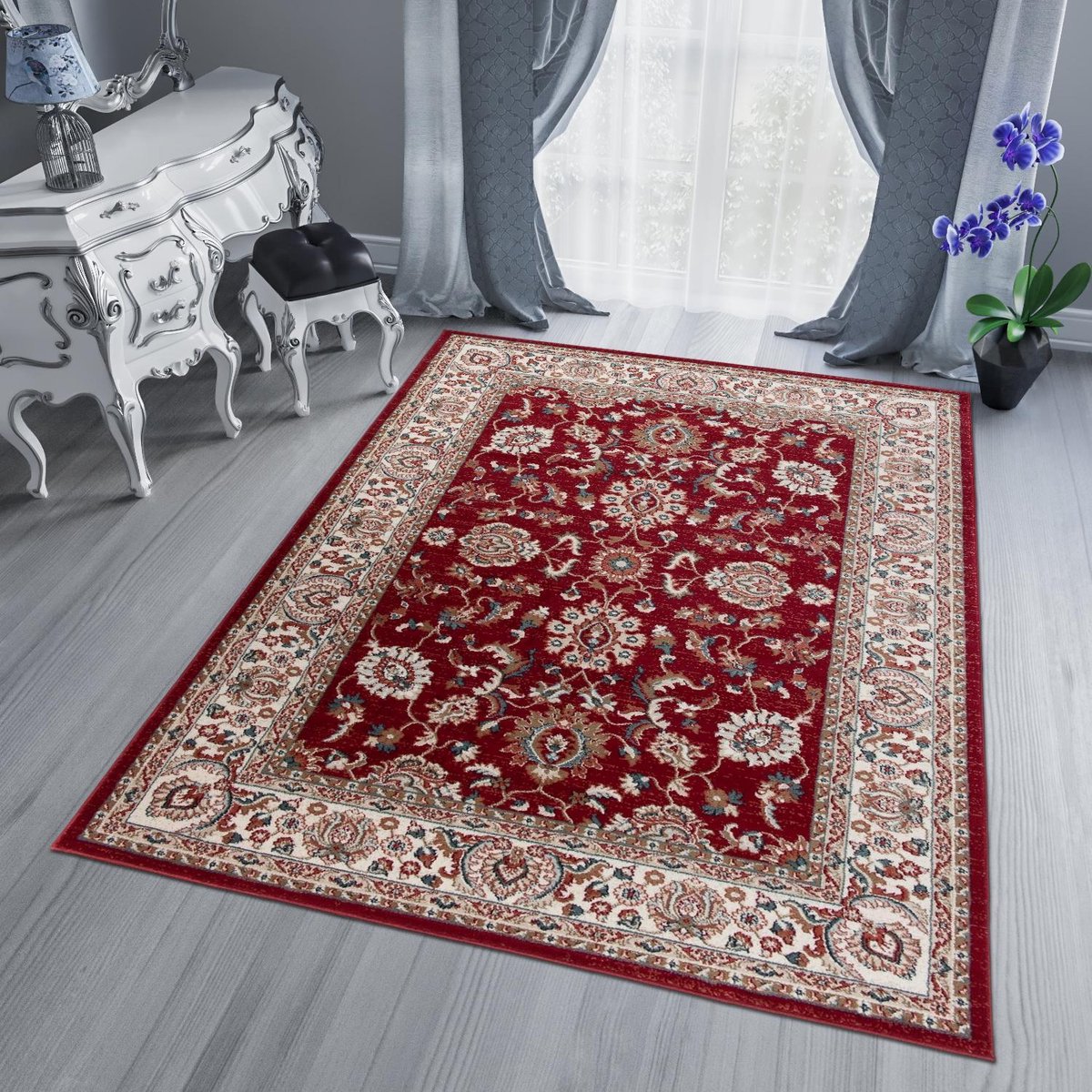 Tapiso Dubai Vloerkleed Bloemen Carpet Oriental Oosters Tapijt Maat- 120x170 Rood Beige5
