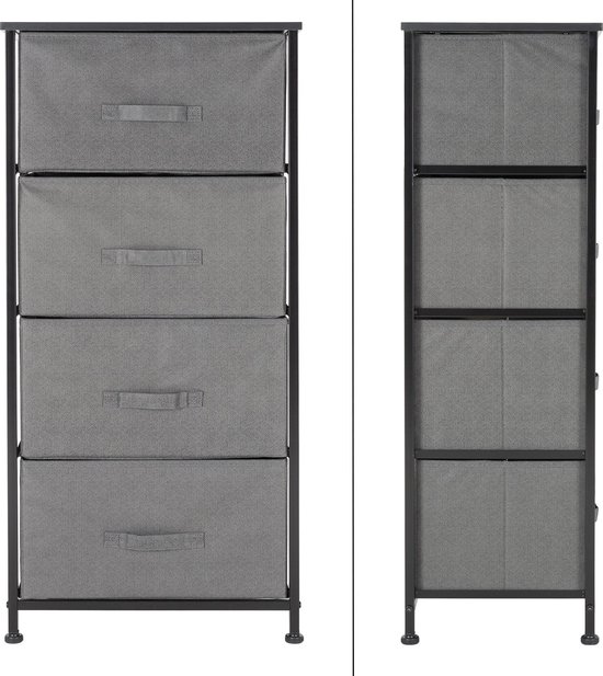 stopverf rollen klein ML-Design stoffen opbergbox met 4 laden, grijs, 45x30x95 cm, gemaakt van  MDF | bol.com