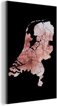 Décoration murale Métal - Peinture Aluminium Industrielle - Carte - Nederland - Vieux rose - 100x150 cm - Dibond - Photo sur aluminium - Décoration murale industrielle - Pour le salon / chambre