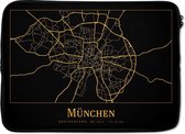 Laptophoes 14 inch - Kaart - München - Duitsland - Goud - Laptop sleeve - Binnenmaat 34x23,5 cm - Zwarte achterkant