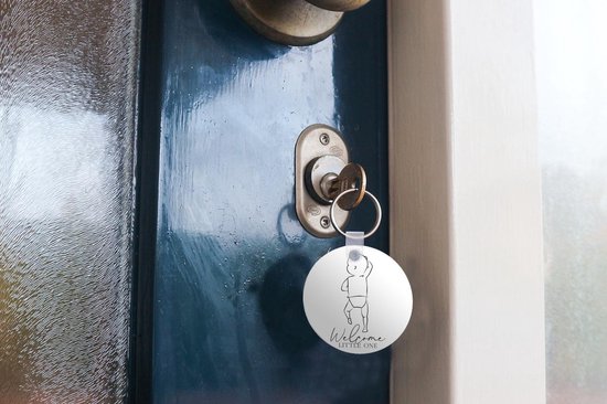 Porte-clés - Bébé - Welcome little one - Proverbes - Geborote - citations - Plastique - Rond - Distribuer des cadeaux