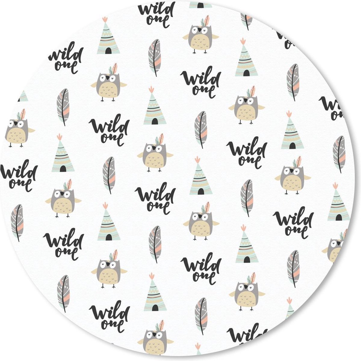 Muismat rond 20x20 cm - Mousepad Uil - Quote - Patroon - Ronde muismatten