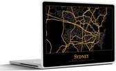 Laptop sticker - 13.3 inch - Stadskaart - Sydney - Goud - Zwart - 31x22,5cm - Laptopstickers - Laptop skin - Cover