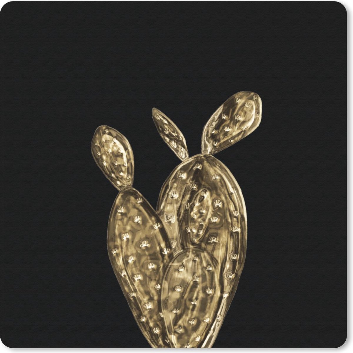 Muismat 20x20 cm - Mousepad Cactus - Goud - Planten - Muismatten