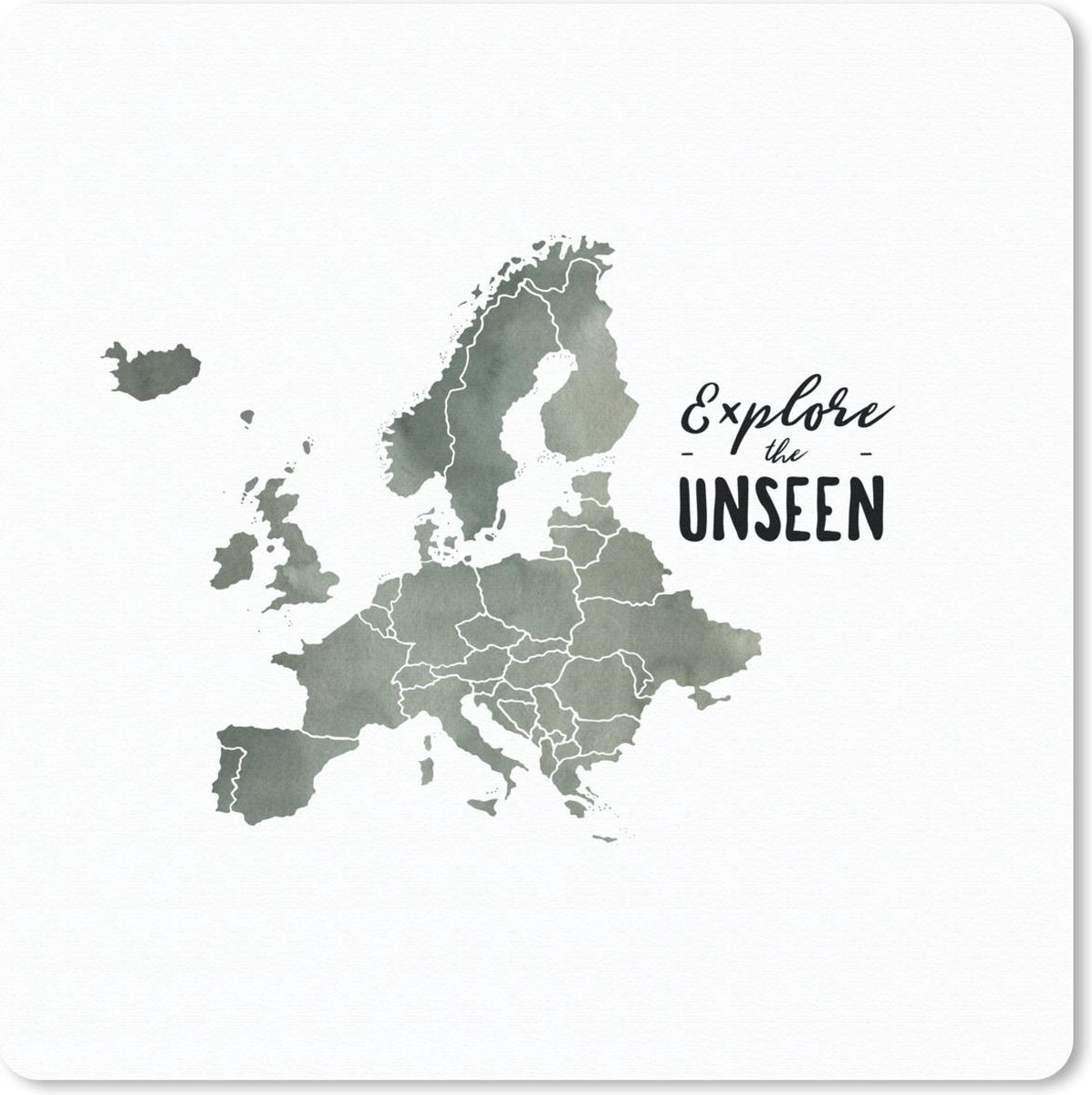 Muismat 30x30 cm - Mousepad Kaart - Waterverf - Europa - Quotes - Muismatten