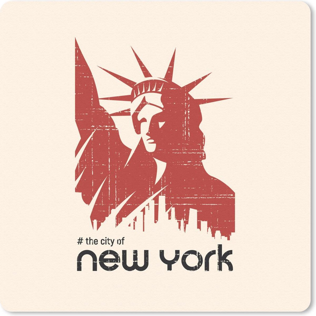 Muismat 20x20 cm - Mousepad New York - Vrijheidsbeeld - Roze - Muismatten