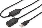 Digitus USB 2.0 Repeater USB-kabel 20 m USB A Zwart