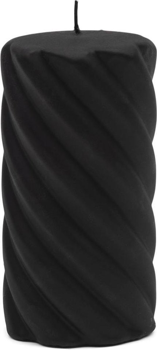 Riviera Maison Twisted Pillar Candle black 8x15 - Paraffine - Zwart - 8.0x8.0x15.0 cm