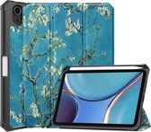 Gekleurde tekening Horizontale Flip TPU + PU-lederen tas met drie opvouwbare houder & slaap- / wekfunctie & pensleuf voor iPad mini 6 (Abrikozenbloesem)