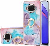 Voor Xiaomi Mi 10T Lite 5G Galvaniseren Patroon IMD TPU Schokbestendig Hoesje met Strass Ring Houder (Milky Way Blue Marble)