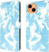 Cloud Fog Pattern Horizontal Flip Leather Case met houder & kaartsleuf & portemonnee voor iPhone 13 (hemelsblauw)