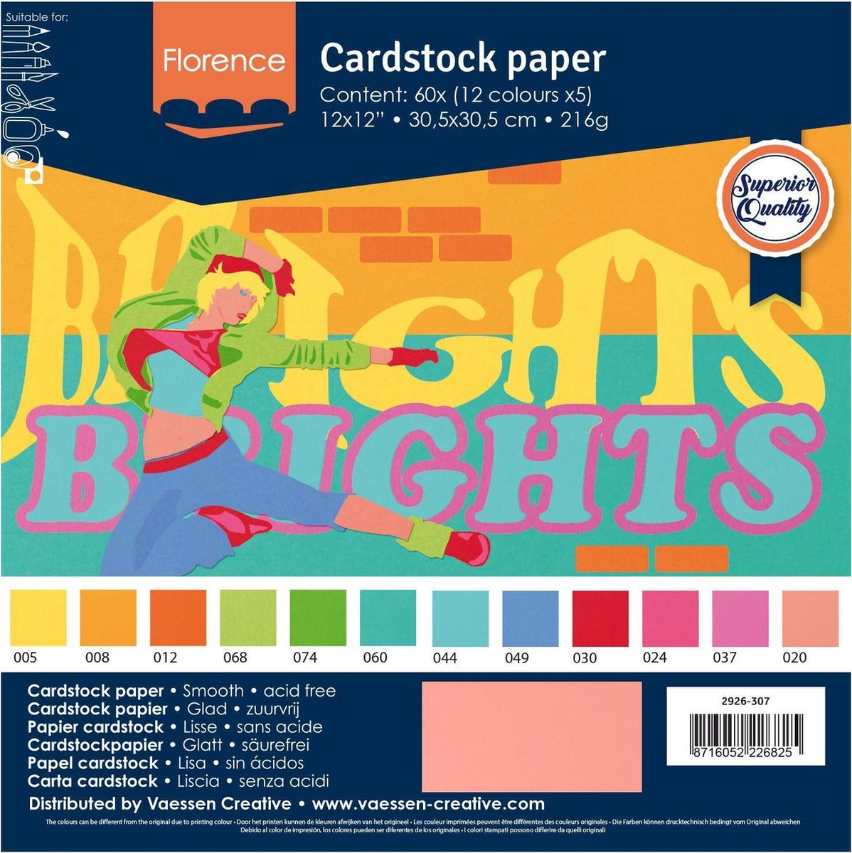Florence • Cardstock Paper Smooth 30,5x30,5cm 12x5 Brights