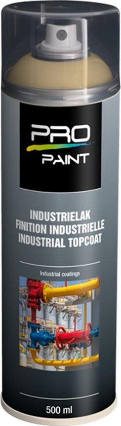Pro-Paint industriële topcoat spuitbus, lichtivoor Ral 1015, 500 ml.
