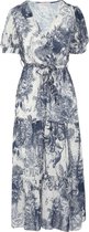 Cassis - Female - Lange jurk met bladprint Toile de Jouy  - Marineblauw