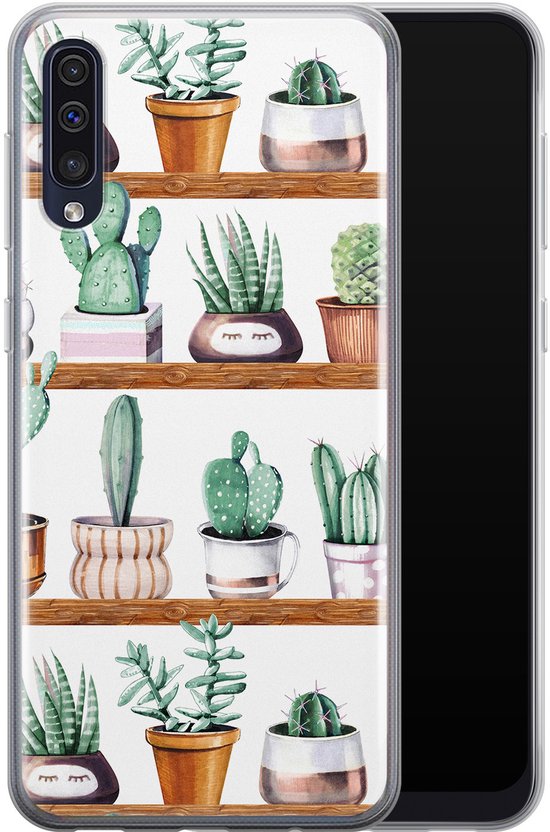 Coque Samsung A70 - Cactus | Coque Samsung Galaxy A70 | Étui en Siliconen TPU | Couverture arrière transparente