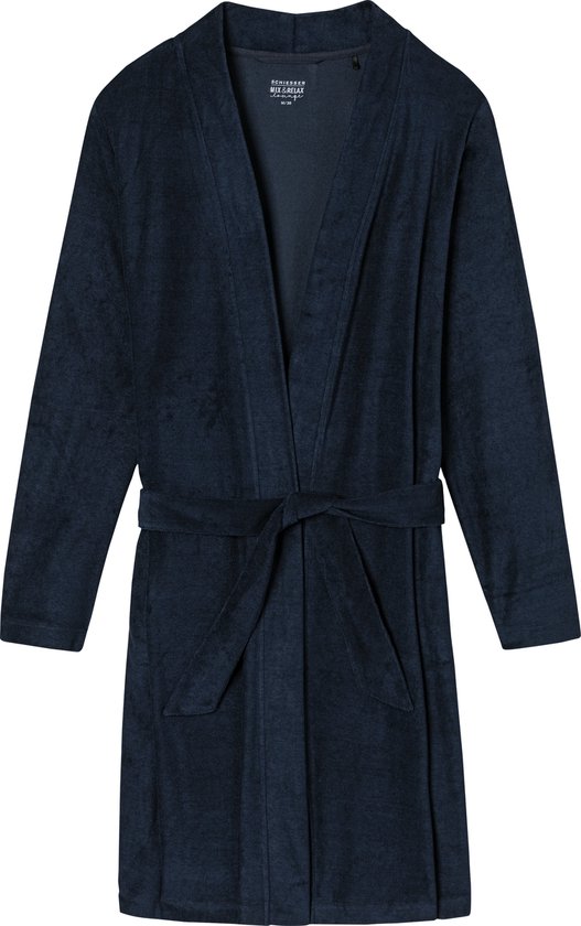 SCHIESSER dames badjas - kort model - dun badstof - donkerblauw -  Maat: