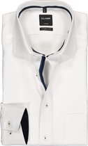 OLYMP Luxor modern fit overhemd - mouwlengte 7 - wit structuur 2-ply - Strijkvrij - Boordmaat: 38