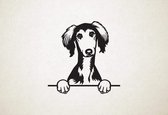 Saloeki - Perzische windhond - hond met pootjes - M - 61x60cm - Zwart - wanddecoratie