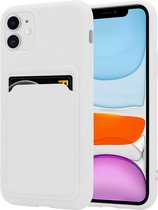 Étui en siliconen hoesje ShieldCase iPhone 12 / iPhone 12 Pro avec porte-cartes - blanc