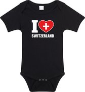 I love Switzerland baby rompertje zwart jongens en meisjes - Kraamcadeau - Babykleding - Zwitserland landen romper 68 (4-6 maanden)