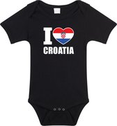 I love Croatia baby rompertje zwart jongens en meisjes - Kraamcadeau - Babykleding - Kroatie landen romper 68 (4-6 maanden)