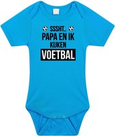 Sssht kijken voetbal tekst baby rompertje blauw jongens - Vaderdag/babyshower cadeau - EK / WK Babykleding 80 (9-12 maanden)